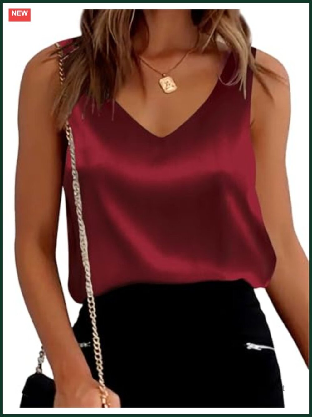 Women's Satin Tank Top Sleeveless V-Neck Silk Blouse Casual Dressy Summer